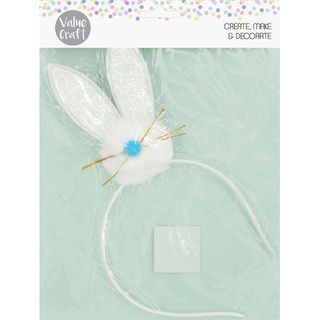 EASTER BUNNY FACE HEADBAND WHITE 1PC