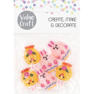 EASTER RESIN SHAPES BUNNY CHICKEN 6PCS
