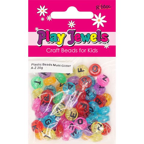 PJ PLASTIC BEAD MULTI GLITTER A-Z 20G