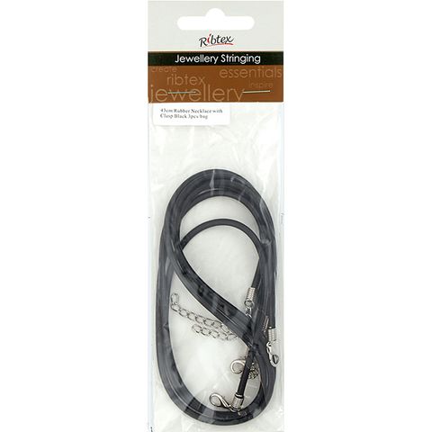 Jf Rubber Necklace-Clasp 43Cm Black 3Pcs