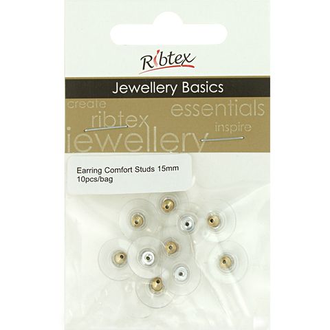 Jf Earring Comfort Studs 15Mm Gold 10Pcs