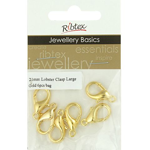 Jf Clasp Lobster 21Mm Gold 6Pcs