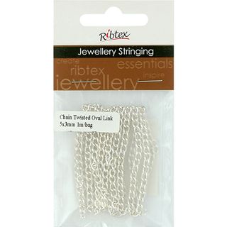 Chain Twisted Oval Link 5x3mm Silver 1m