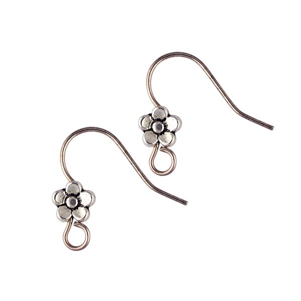 Earring Shepherd Hook Bubble Silver 6Pcs