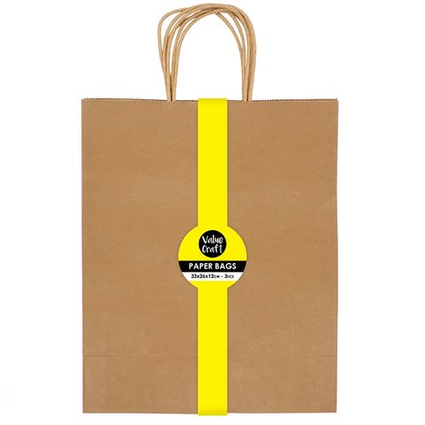 MEDIUM PAPER BAGS 32x26CM NATURAL 3PCS