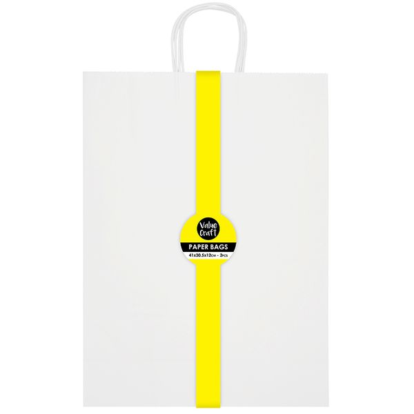 LARGE PAPER BAGS 41x30CM WHITE 2PCS