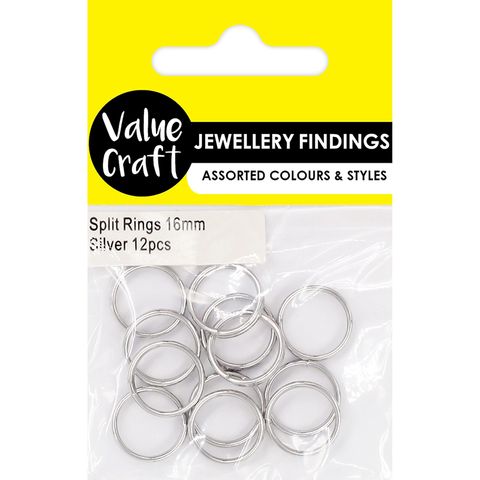 JF SPLIT RINGS 16MM SILVER 12PCS