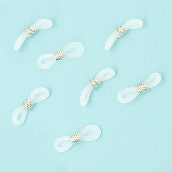 JF GLASSES CHAIN ENDS RUBBER CLEAR 10PCS