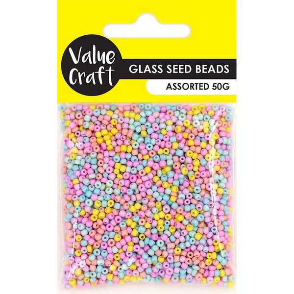 SEED BEADS 2MM PASTEL MIX 50G