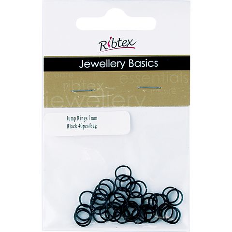 Jump Rings 7mm Black 40Pcs