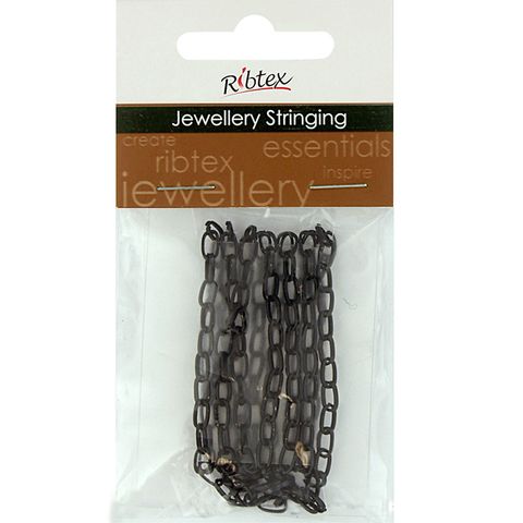 Chain Straight Oval Link 7x4mm Black 1m