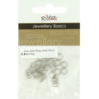 Split Rings 6mm Dark Silver 60Pcs