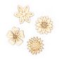 WOOD SHAPES ENGRAVE FLORAL 4PCS