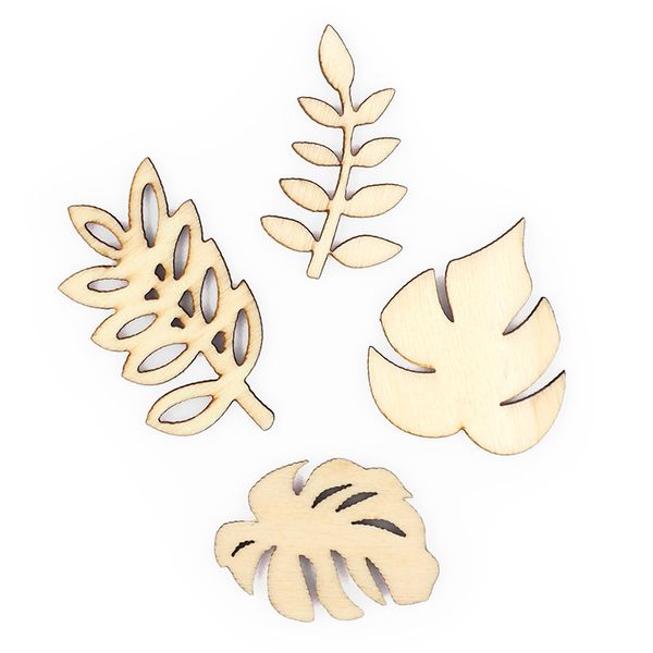 WOOD SHAPES FERNS 4PCS