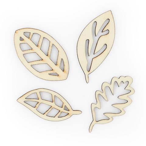 WOOD SHAPES LEAVES 4PCS