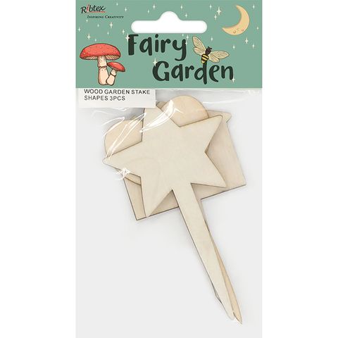 WOOD GARDEN STAKE SHAPES 3PCS