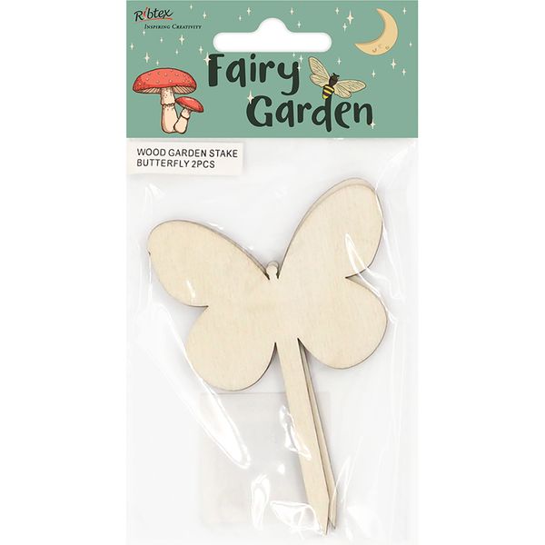 WOOD GARDEN STAKE BUTTERFLY 2PCS