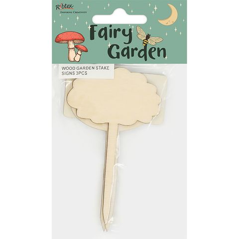 WOOD GARDEN STAKE SIGNS 3PCS