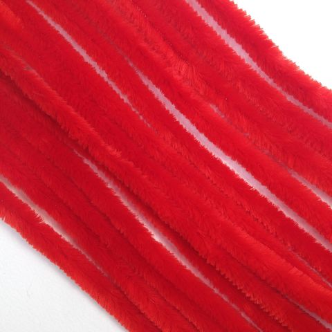 Chenille Sticks 12mm Red Pkt 100