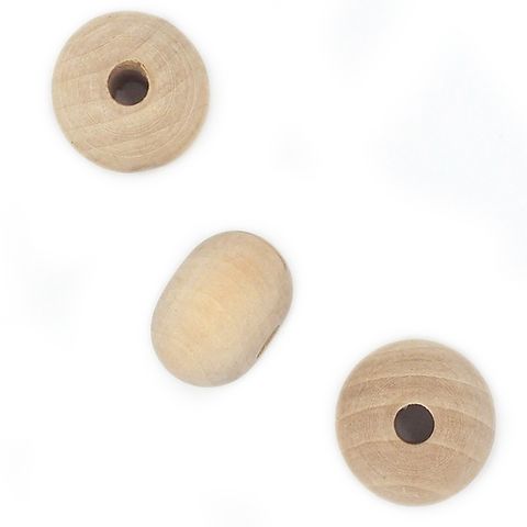 Wood Beads Macrame Round Flattened Pkt 3