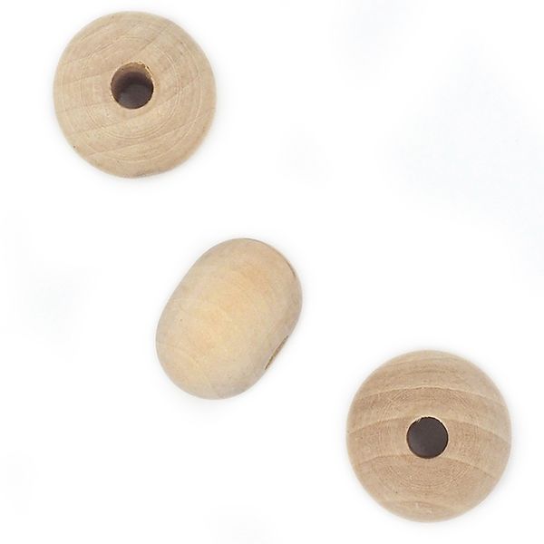 Wood Beads Macrame Round Flattened Pkt 3