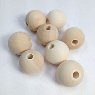 Wood Beads Round 25mm Raw Pkt 8