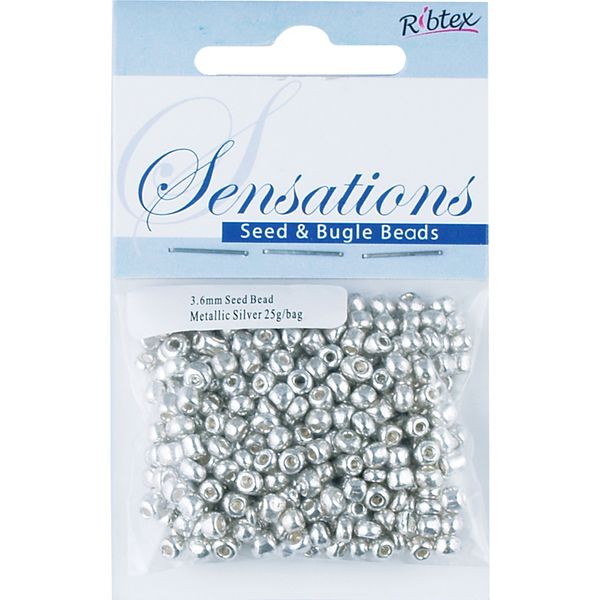 Bead Glass Seed 3.6Mm Met Silver 25G