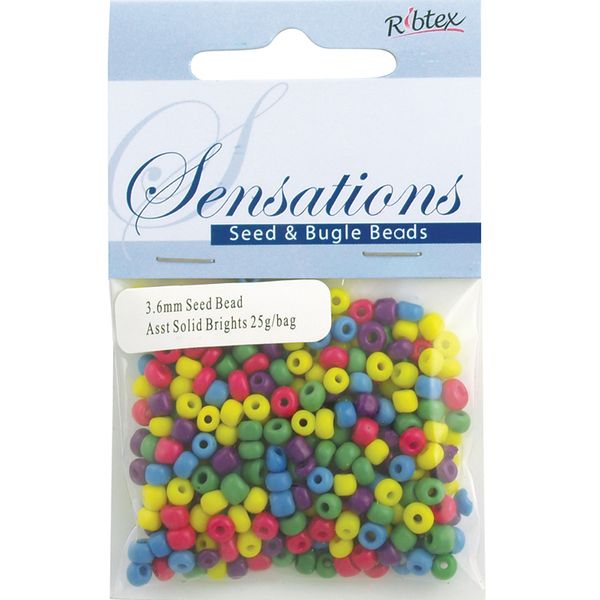Bead Glass Seed 3.6Mm Asst Solid Br 25G