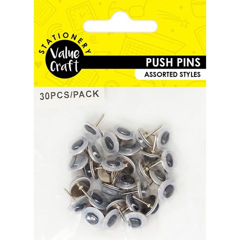 JOGGLE EYE PUSH PINS 30PCS