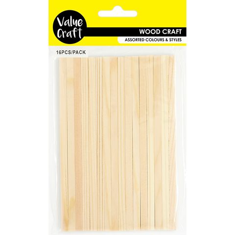 WOOD SQUARE STICKS 150MM NATURAL 16PCS