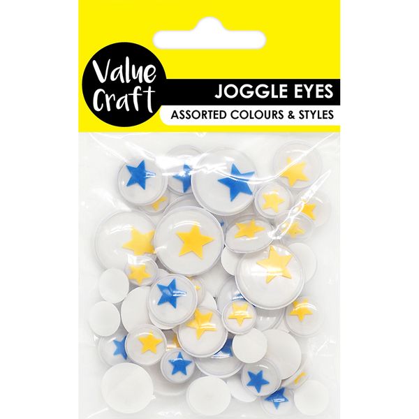 CRAFT JOGGLE EYES ADHESIVE STARS 52PCS