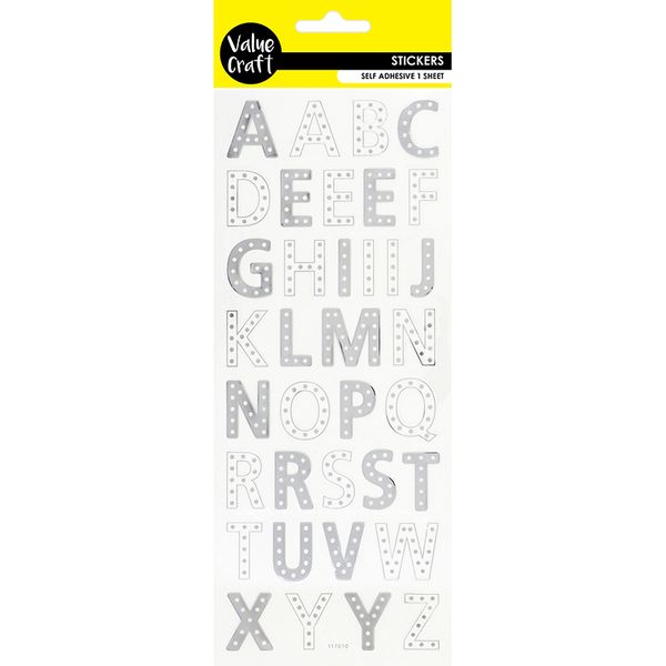 STICKERS METALLIC LETTERS SILVER 1SH