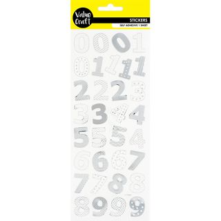 STICKERS METALLIC NUMBERS SILVER 1SH