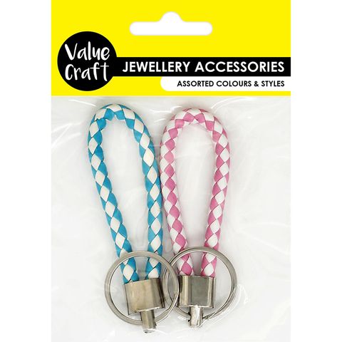 WOVEN PU KEYCHAINS PASTEL 2PCS