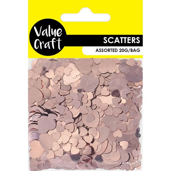 CRAFT SCATTER HEART 2 SIZES ROSE 20G