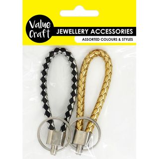 WOVEN PU KEYCHAINS METALLIC 2PCS