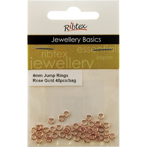 Jump Rings 4mm Rose Gold 40Pcs