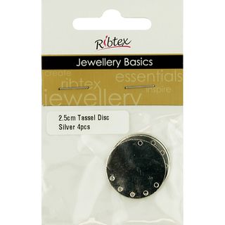 Earring Tassel Disc 2.5cm Silver 4Pcs