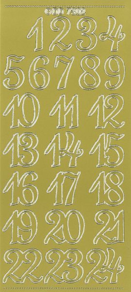 Stickers Numbers 1 to 24 Gold