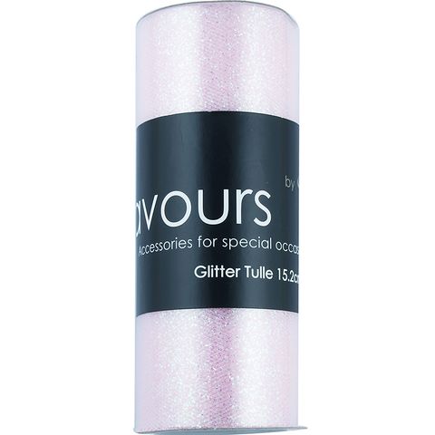 Ribbon Glitter Tulle 15.2cmx 9.1m Pink