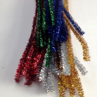 Chenille Tinsel 6mm Assorted Pkt 20