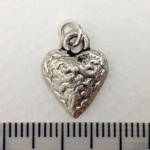 Metal Charms Heart Silver Medium Pkt2