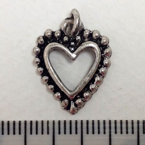 Metal Charms Heart Silver Medium Pkt2