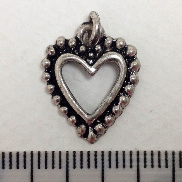 Metal Charms Heart Silver Medium Pkt2