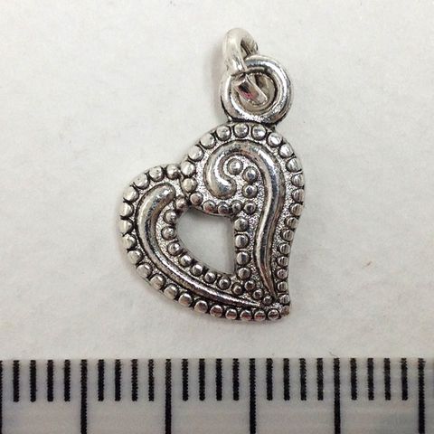 Metal Charms Heart Silver Small Pkt2