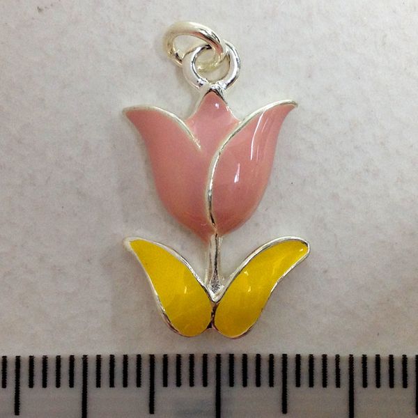 Metal Charms Tulip Slv/Pur/Grn Med Pkt2