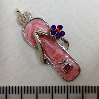 Metal Charms Thong SiIver/Purp Med Pkt2