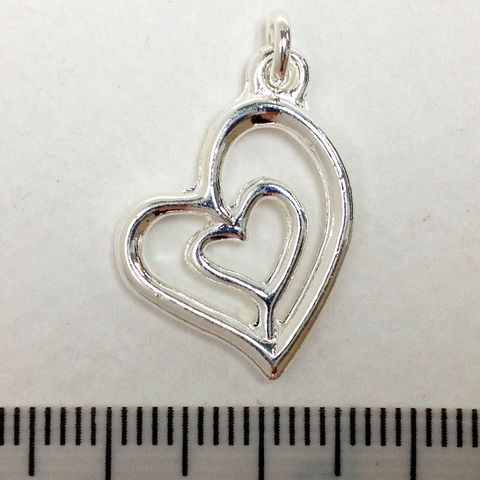 Metal Charms Heart Silver Large Pkt2