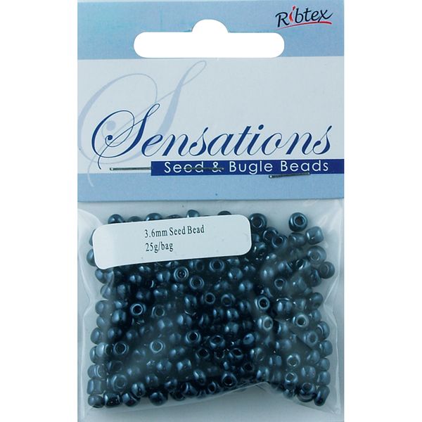 Bead Glass Seed 3.6Mm Steel Blue 25G