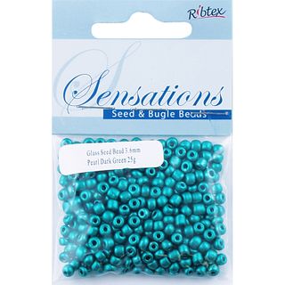 Bead Glass Seed 3.6Mm Pearl Dk Green 25G